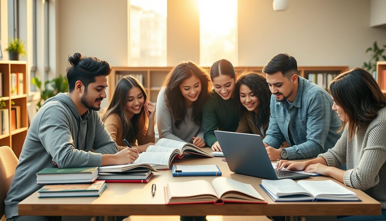 Student using learning strategies while studying